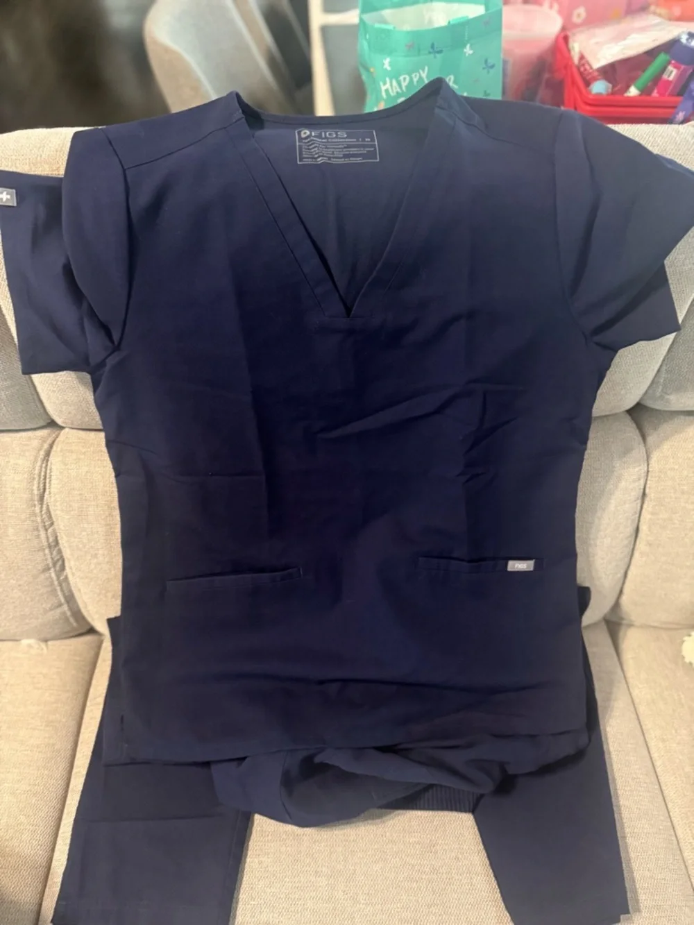 Figs Women's Scrub Set in Navy Blue - Picture 3 of 3